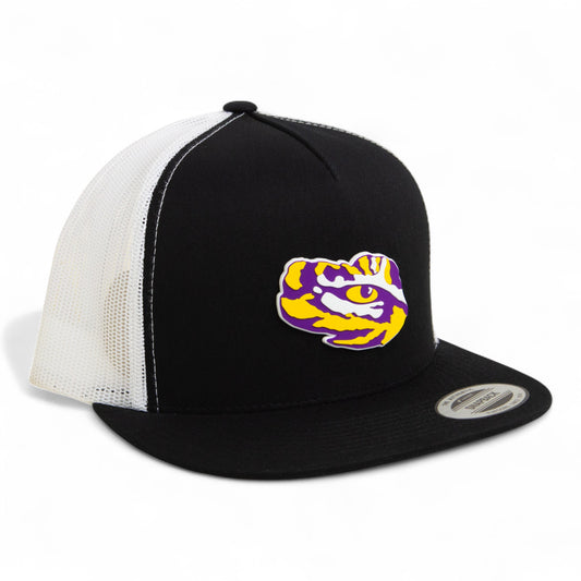 LSU Tiger Eye 3D YP Snapback Flat Bill Trucker Hat- Black/ White