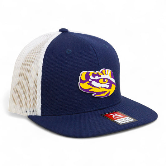 LSU Tiger Eye 3D Wool Blend Flat Bill Hat- Navy/ White