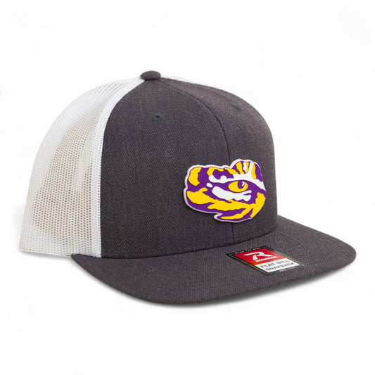 LSU Tiger Eye 3D Wool Blend Flat Bill Hat- Heather Charcoal/ White