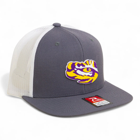LSU Tiger Eye 3D Wool Blend Flat Bill Hat- Charcoal/ White