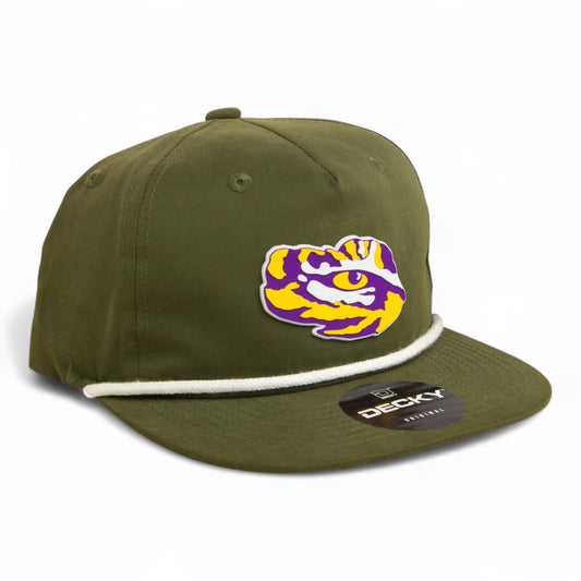 LSU Tiger Eye 3D Classic Rope Hat- Olive/ White