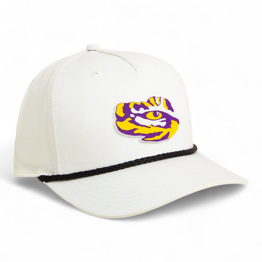 LSU Tiger Eye 3D Five Panel Classic Rope Hat- White/ Black