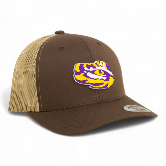 LSU Tiger Eye 3D YP Snapback Trucker Hat- Brown/ Tan