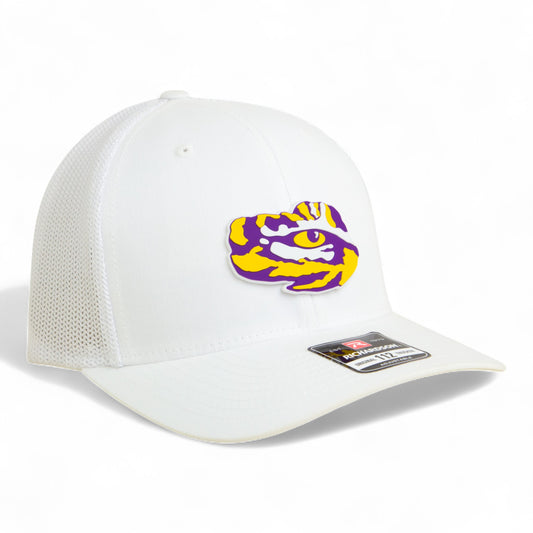 LSU Tiger Eye 3D Snapback Trucker Hat- White