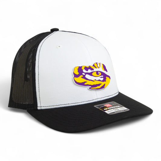 LSU Tiger Eye 3D Snapback Trucker Hat- White/ Black