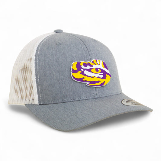 LSU Tiger Eye 3D YP Snapback Trucker Hat- Heather Grey/ White