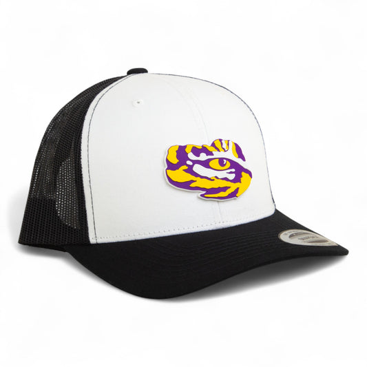 LSU Tiger Eye 3D YP Snapback Trucker Hat- White/ Black