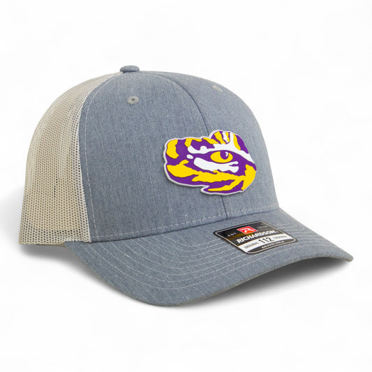 LSU Tiger Eye 3D Snapback Trucker Hat- Heather Grey/ Light Grey