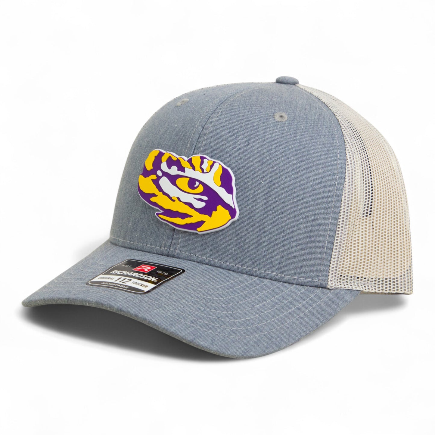 LSU Tiger Eye 3D Snapback Trucker Hat- Heather Grey/ Light Grey