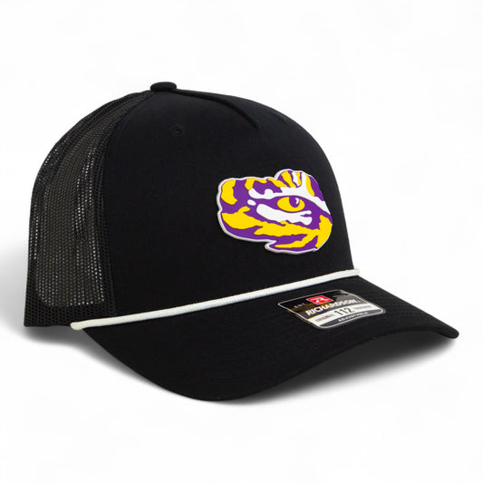 LSU Tiger Eye 3D Snapback Trucker Rope Hat- Black/ White