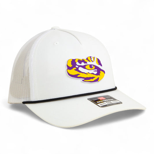 LSU Tiger Eye 3D Snapback Trucker Rope Hat- White/ Black