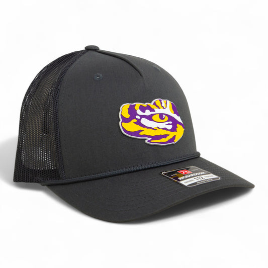 LSU Tiger Eye 3D Snapback Trucker Rope Hat- Charcoal