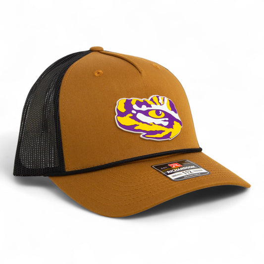 LSU Tiger Eye 3D Snapback Trucker Rope Hat- Caramel/ Black