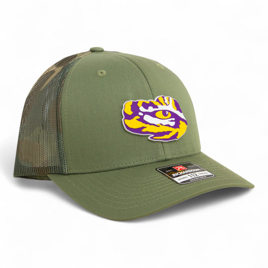 LSU Tiger Eye 3D Snapback Trucker Hat- Loden/ Green Camo