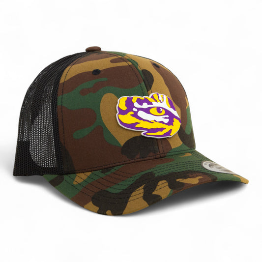 LSU Tiger Eye 3D YP Snapback Trucker Hat- Army Camo/ Black