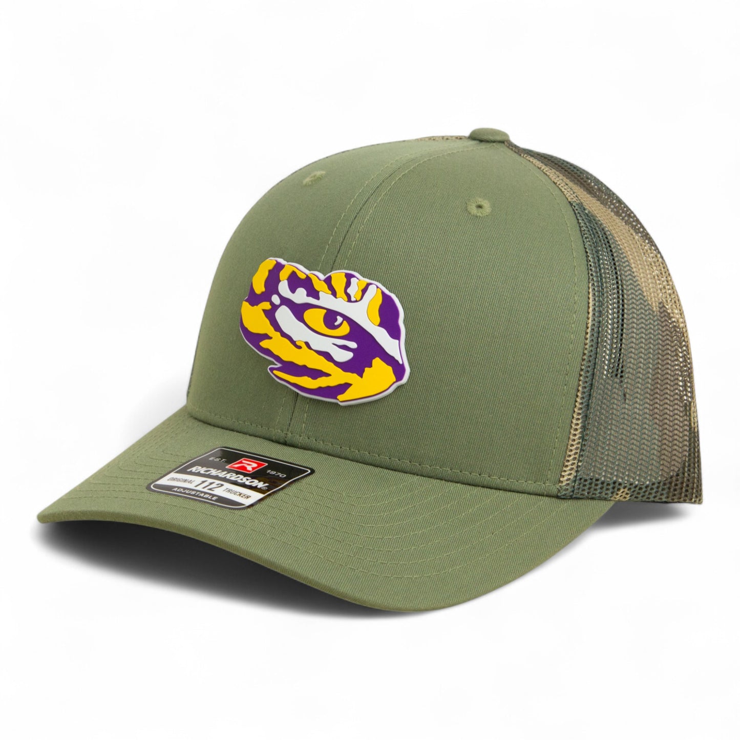 LSU Tiger Eye 3D Snapback Trucker Hat- Loden/ Green Camo