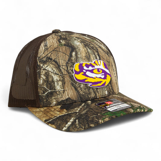LSU Tiger Eye 3D Snapback Trucker Hat- Realtree Edge/ Brown
