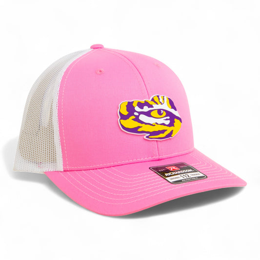 LSU Tiger Eye 3D Snapback Trucker Hat- Pink/ White