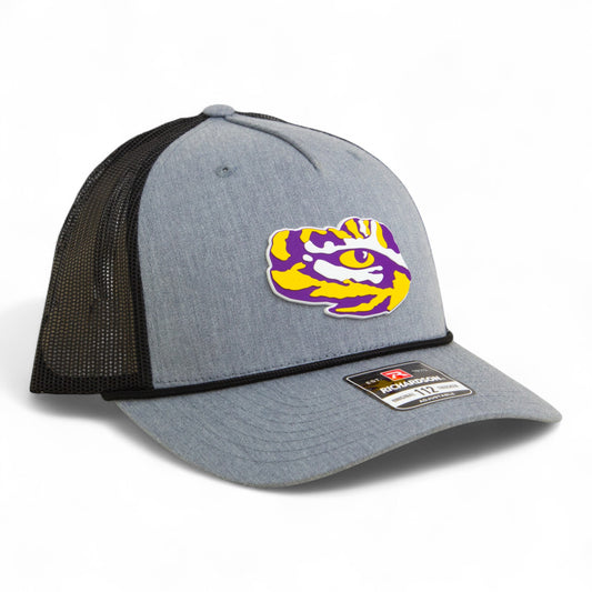 LSU Tiger Eye 3D Snapback Trucker Rope Hat- Heather Grey/ Black