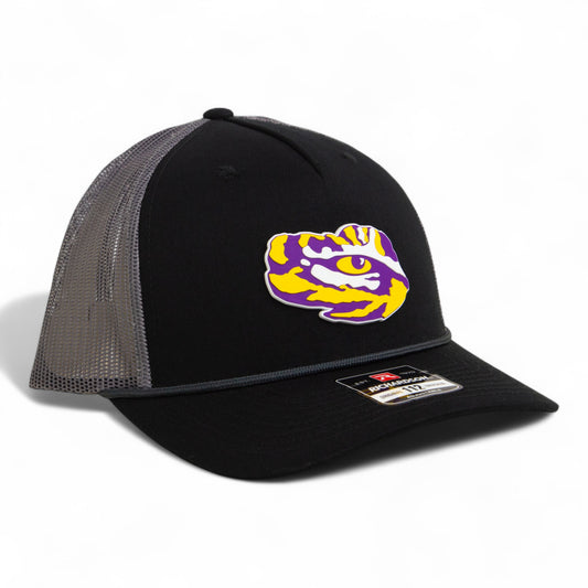 LSU Tiger Eye 3D Snapback Trucker Rope Hat- Black/ Charcoal