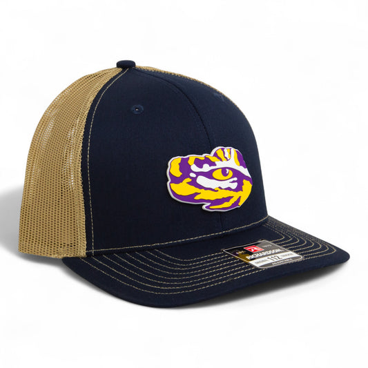 LSU Tiger Eye 3D Snapback Trucker Hat- Navy/ Tan