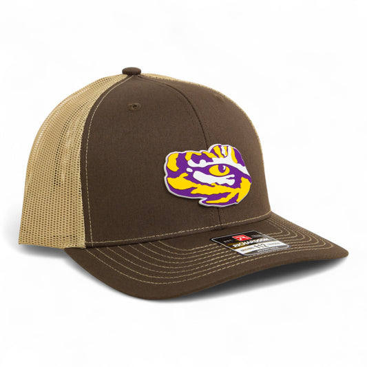 LSU Tiger Eye 3D Snapback Trucker Hat- Brown/ Tan