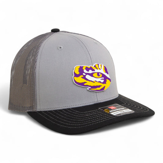 LSU Tiger Eye 3D Snapback Trucker Hat- Grey/ Charcoal/ Black