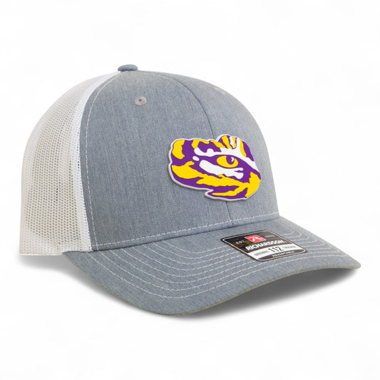 LSU Tiger Eye 3D Snapback Trucker Hat- Heather Grey/ White