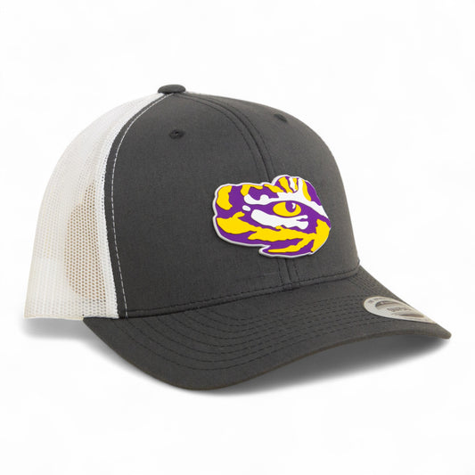 LSU Tiger Eye 3D YP Snapback Trucker Hat- Charcoal/ White