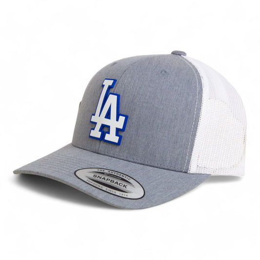LA Dodgers 2024 World Series 3D YP Snapback Trucker Hat White- Heather Grey/ White