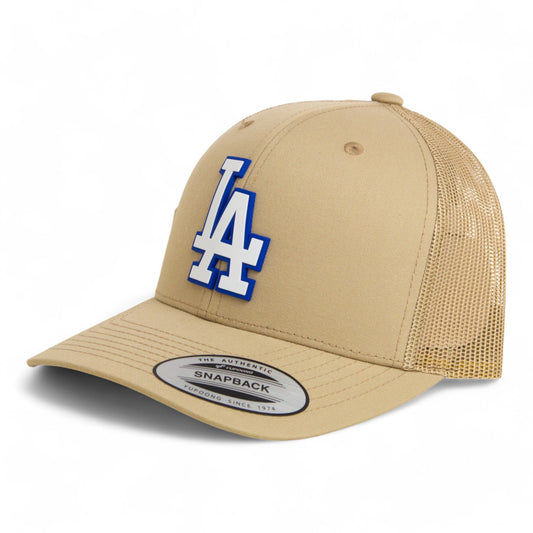 LA Dodgers 2024 World Series 3D YP Snapback Trucker Hat White- Tan