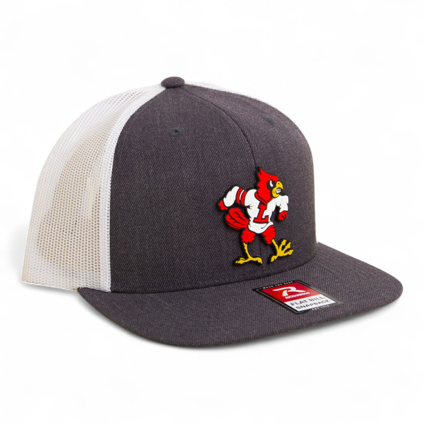 Louisville Cardinals Retro 3D Wool Blend Flat Bill Hat- Heather Charcoal/ White
