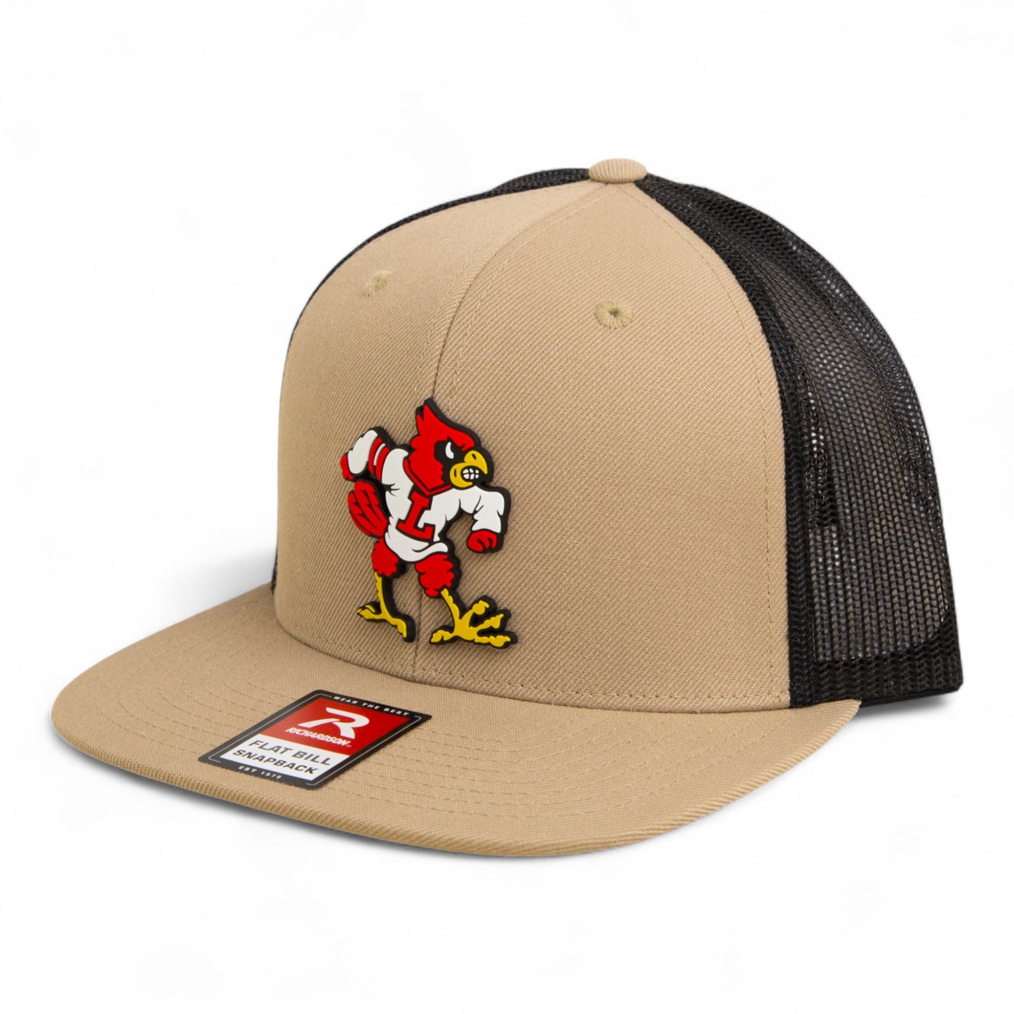 Louisville Cardinals Retro 3D Wool Blend Flat Bill Hat- Tan/ Black
