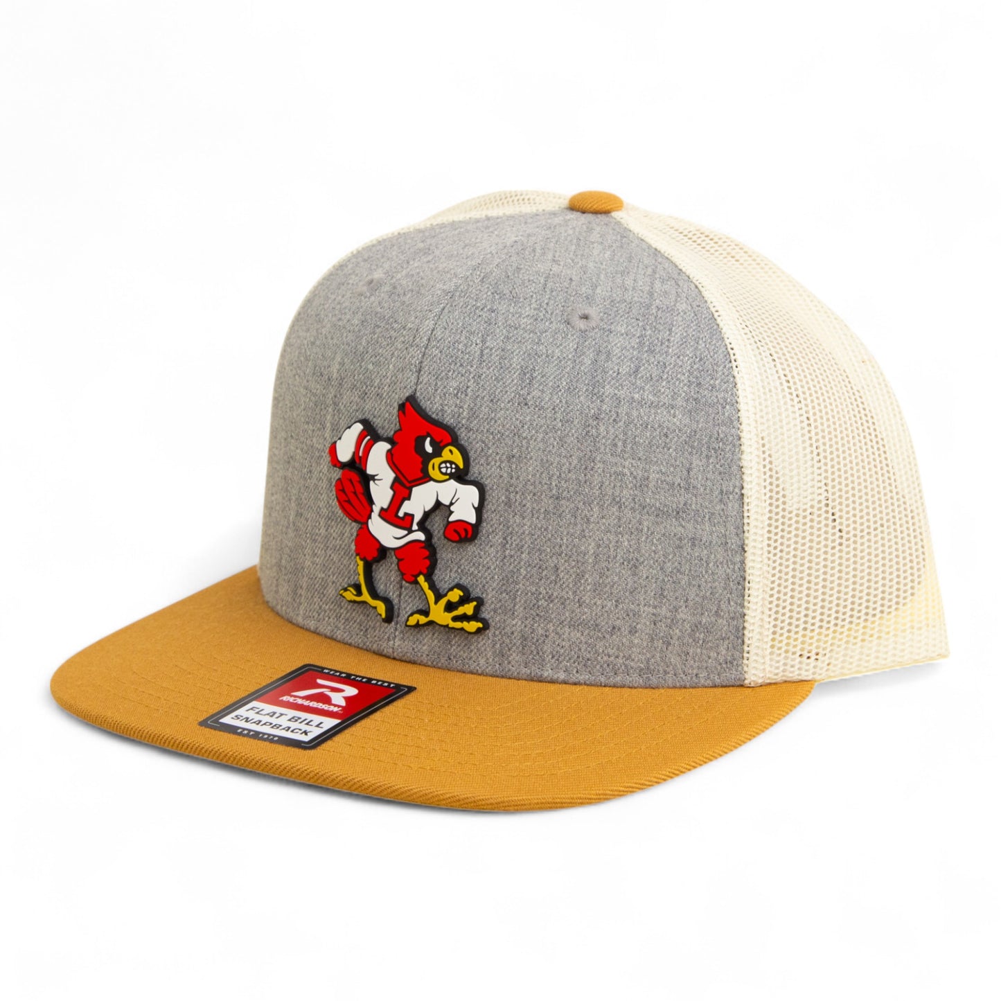 Louisville Cardinals Retro 3D Wool Blend Flat Bill Hat- Heather Grey/ Birch/ Biscuit