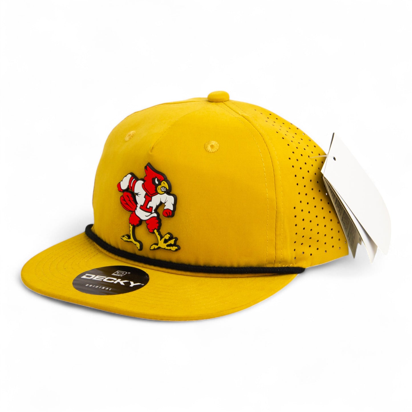 Louisville Cardinals Retro 3D Perforated Rope Hat- Biscuit/ Black