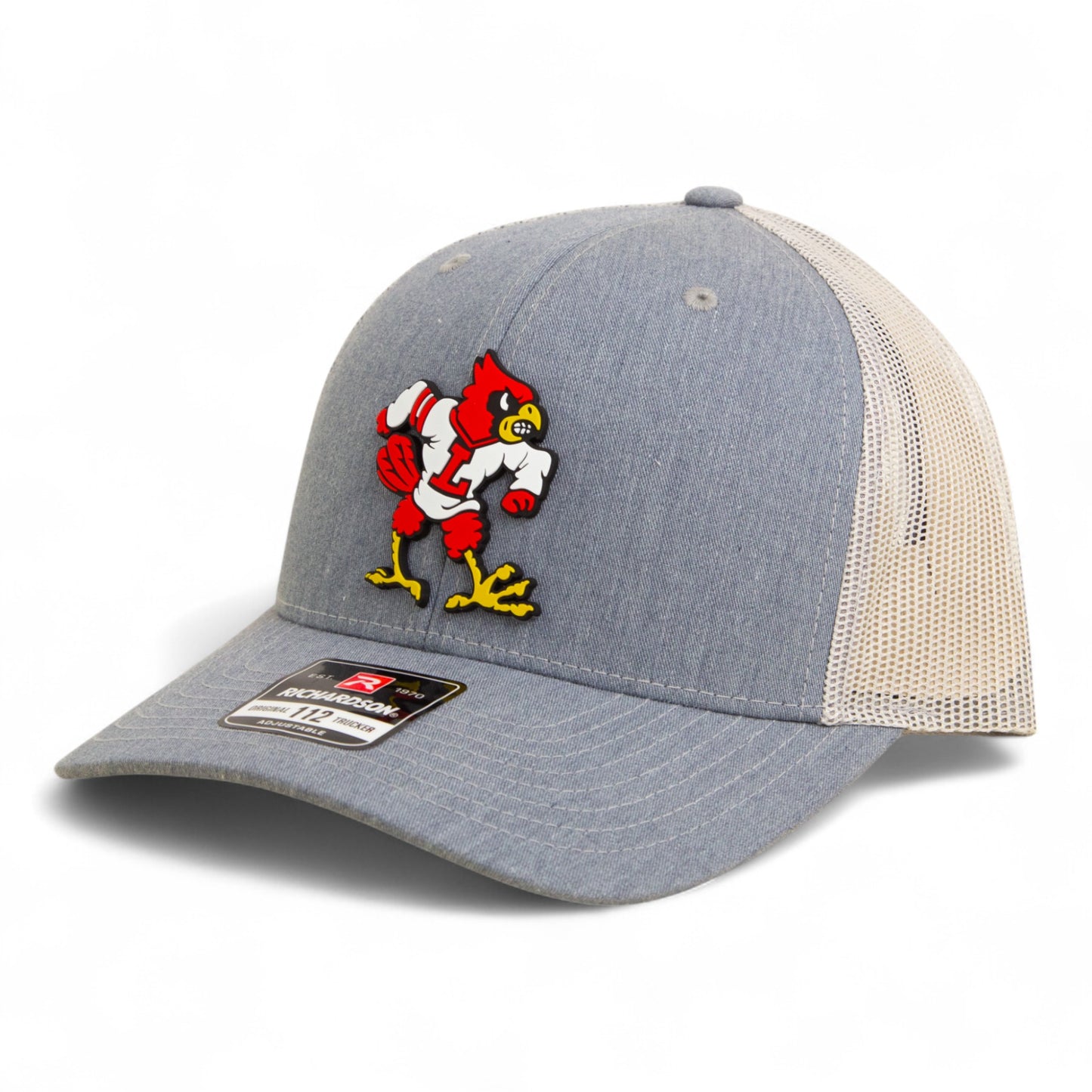 Louisville Cardinals Retro 3D Snapback Trucker Hat- Heather Grey/ Light Grey
