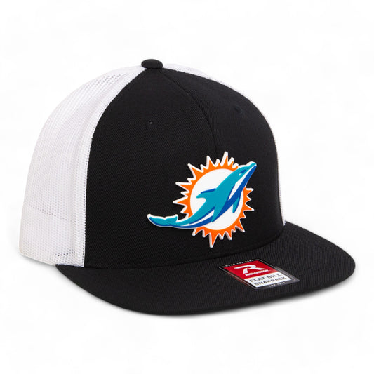 Miami Dolphins 3D Wool Blend Flat Bill Hat- Black/ White