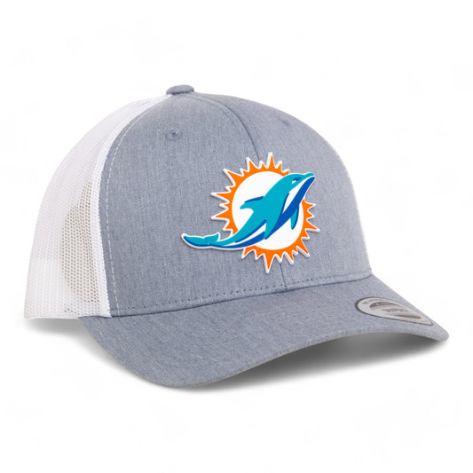 Miami Dolphins 3D YP Snapback Trucker Hat- Heather Grey/ White