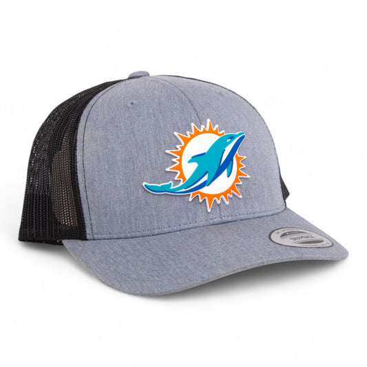 Miami Dolphins 3D YP Snapback Trucker Hat- Heather Grey/ Black