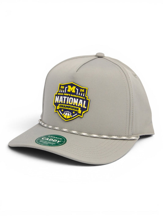 Michigan Wolverines 2026 Basketball National Champions 3D Snapback Rope Cap- Grey
