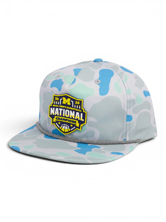 Michigan Wolverines 2026 Basketball National Champions 3D Umpqua Rope Hat- Saltwater Duck Camo/ Charcoal
