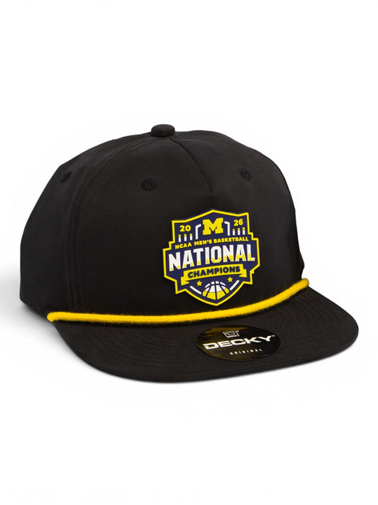 Michigan Wolverines 2026 Basketball National Champions 3D Classic Rope Hat- Black/ Yellow