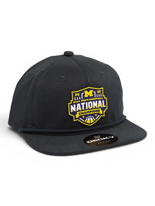 Michigan Wolverines 2026 Basketball National Champions 3D Classic Rope Hat- Charcoal