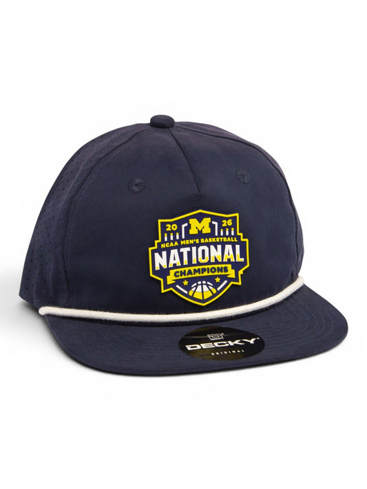 Michigan Wolverines 2026 Basketball National Champions 3D Perforated Rope Hat- Navy/ White