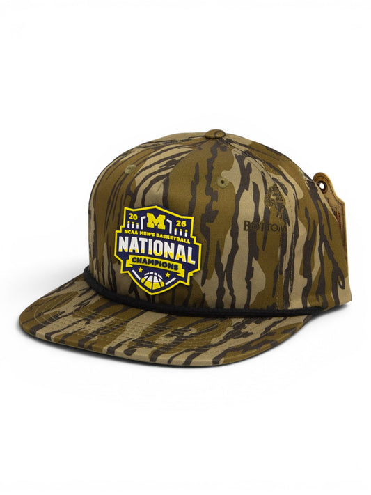 Michigan Wolverines 2026 Basketball National Champions 3D Umpqua Rope Hat- Mossy Oak Bottomland/ Black