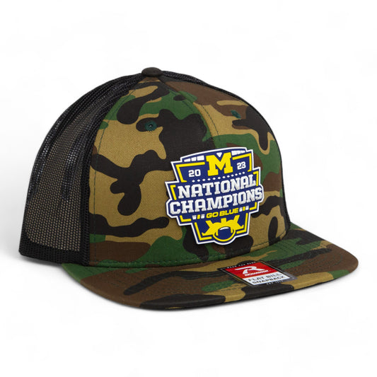 Michigan Wolverines College Football National Champions 3D Wool Blend Flat Bill Hat- Army Camo/ Black
