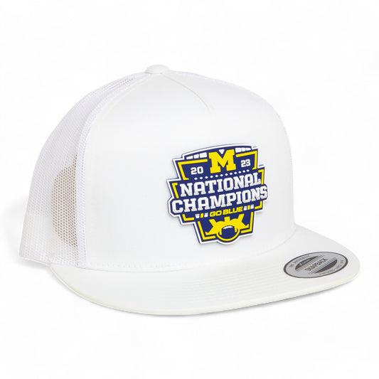 Michigan Wolverines College Football National Champions 3D YP Snapback Flat Bill Trucker Hat- White