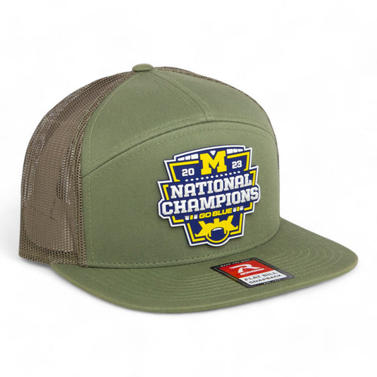 Michigan Wolverines College Football National Champions 3D Snapback Seven-Panel Flat Bill Trucker Hat- Loden Green