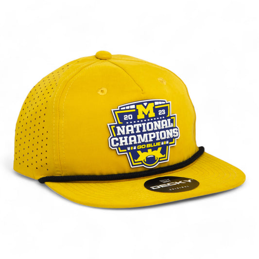 Michigan Wolverines College Football National Champions 3D Perforated Rope Hat- Biscuit/ Black