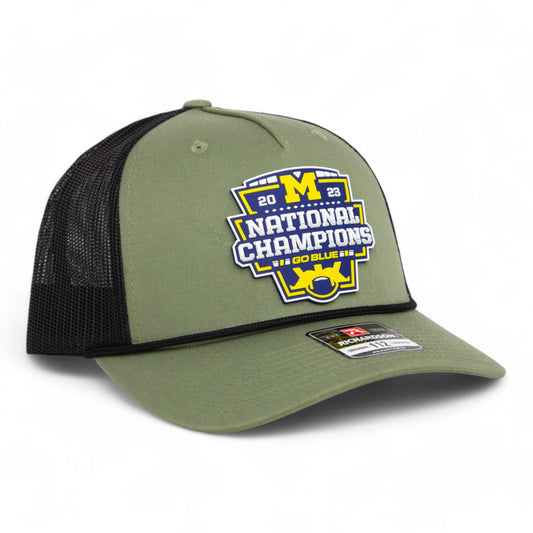 Michigan Wolverines College Football National Champions 3D Snapback Trucker Rope Hat- Loden/ Black